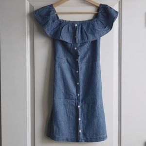 Off the shoulder chambray dress